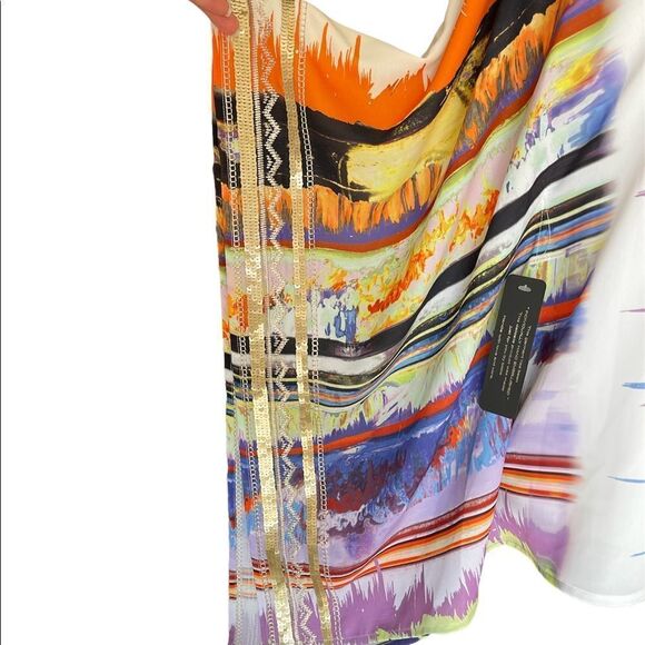 NWT Bebe Embellished Colorful Printed Kaftan S - Picture 3 of 7